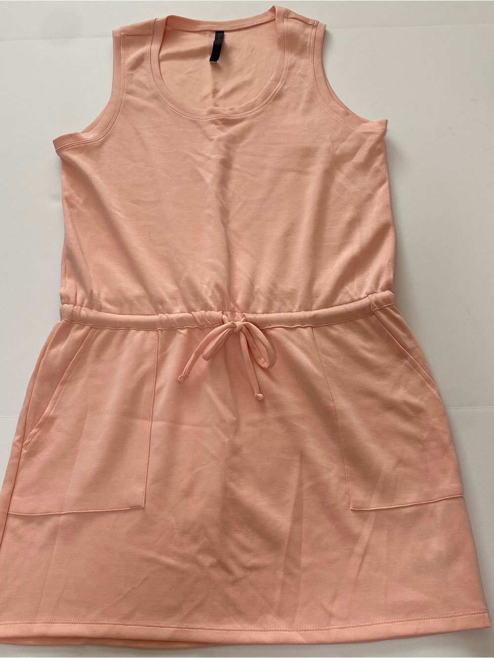 Gaiam Women’s Peach Drawstring Pocket Tank Dress - Sz L